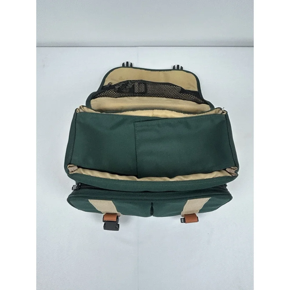 Vintage Canon Camera Bag Green Canvas Leather Trim Strap 12 x 9 x 7 Padded Case